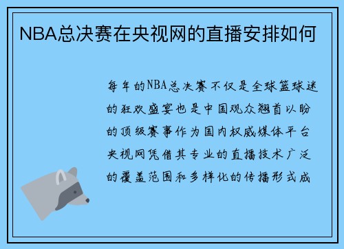 NBA总决赛在央视网的直播安排如何